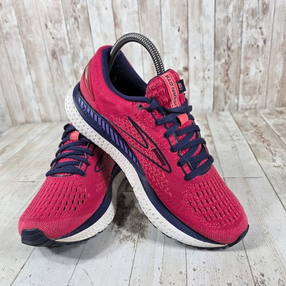 Brooks Glycerin GTS 19 Womens Running Shoes Pink Navy 1203441B623 Size 8